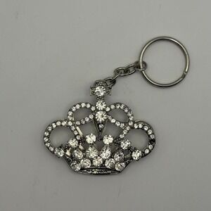 VTG Rhinestone Crystal Silver Crown Royal 2000s Keychain Bling